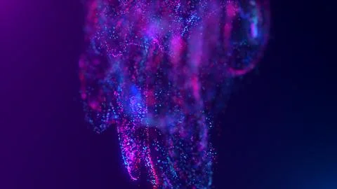 3D rendering of a multicolored, vibrant, abstract cloud of particles in space Stock Illustration