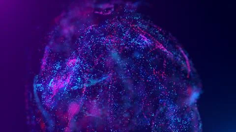 3D rendering of a multicolored, vibrant, abstract cloud of particles in space Illustrazione stock