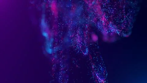 3D rendering of a multicolored, vibrant, abstract cloud of particles in space 스톡 일러스트