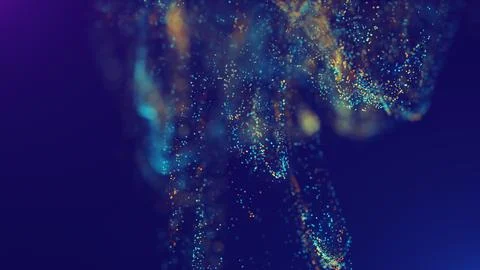 3D rendering of a multicolored, vibrant, abstract cloud of particles in space 스톡 일러스트