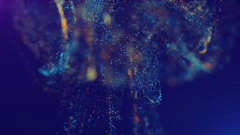 3D rendering of a multicolored, vibrant, abstract cloud of particles in space 스톡 일러스트