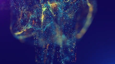 3D rendering of a multicolored, vibrant, abstract cloud of particles in space Stock Illustration