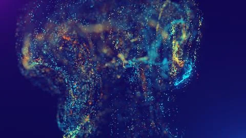 3D rendering of a multicolored, vibrant, abstract cloud of particles in space イラスト素材