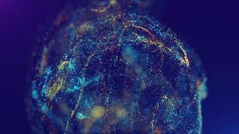 3D rendering of a multicolored, vibrant, abstract cloud of particles in space Illustrazione stock