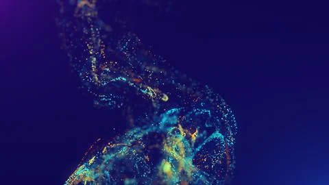 3D rendering of a multicolored, vibrant, abstract cloud of particles in space Stock Illustration