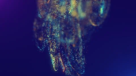 3D rendering of a multicolored, vibrant, abstract cloud of particles in space Illustrazione stock