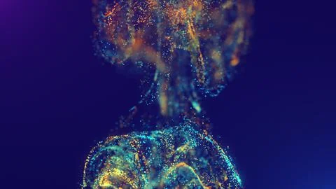 3D rendering of a multicolored, vibrant, abstract cloud of particles in space Stock Illustration