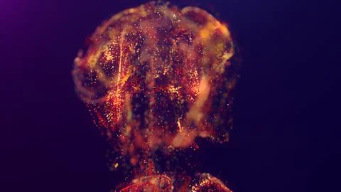 3D rendering of a multicolored, vibrant, abstract cloud of particles in space Stock Illustration