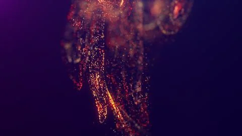 3D rendering of a multicolored, vibrant, abstract cloud of particles in space イラスト素材