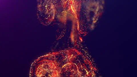 3D rendering of a multicolored, vibrant, abstract cloud of particles in space Stock Illustration