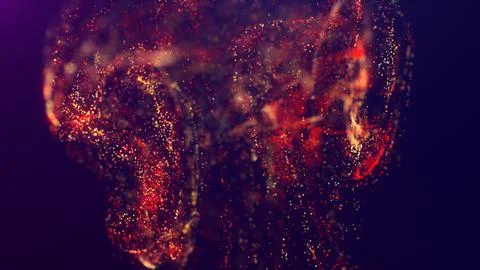 3D rendering of a multicolored, vibrant, abstract cloud of particles in space 스톡 일러스트