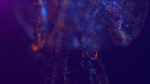 3D rendering of a multicolored, vibrant, abstract cloud of particles in space Illustrazione stock