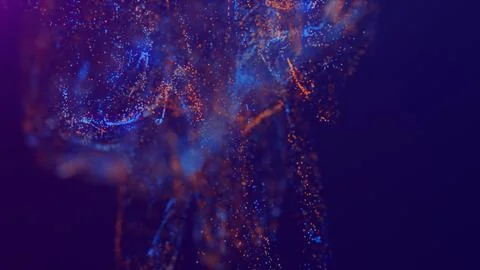 3D rendering of a multicolored, vibrant, abstract cloud of particles in space Stock Illustration