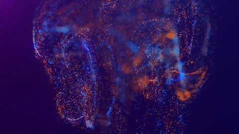 3D rendering of a multicolored, vibrant, abstract cloud of particles in space Illustrazione stock