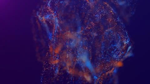 3D rendering of a multicolored, vibrant, abstract cloud of particles in space Illustrazione stock