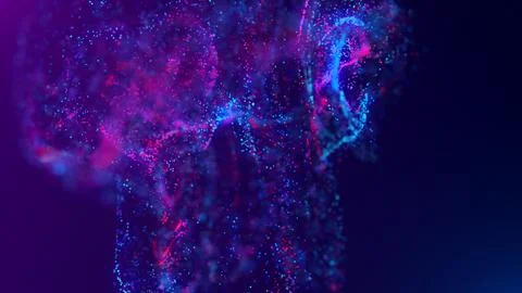 3D rendering of a multicolored, vibrant, abstract cloud of particles in space イラスト素材