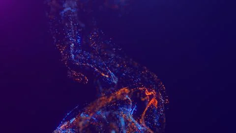 3D rendering of a multicolored, vibrant, abstract cloud of particles in space Stock Illustration