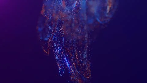 3D rendering of a multicolored, vibrant, abstract cloud of particles in space Stock Illustration