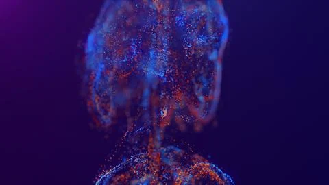 3D rendering of a multicolored, vibrant, abstract cloud of particles in space Illustrazione stock