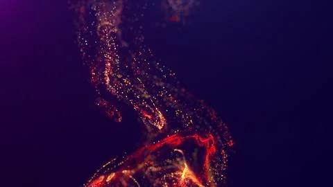 3D rendering of a multicolored, vibrant, abstract cloud of particles in space Illustrazione stock