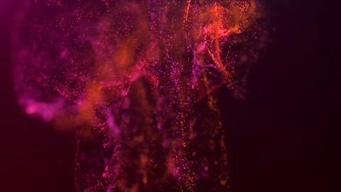 3D rendering of a multicolored, vibrant, abstract cloud of particles in space Illustrazione stock