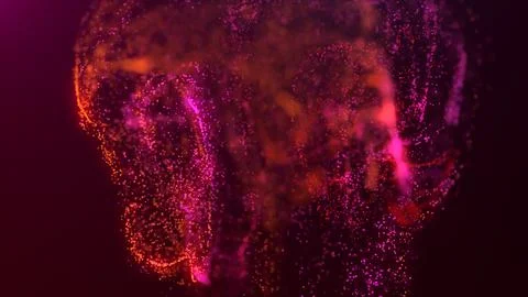 3D rendering of a multicolored, vibrant, abstract cloud of particles in space イラスト素材