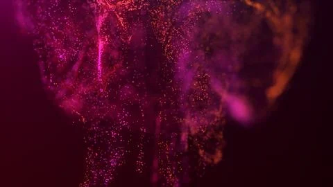 3D rendering of a multicolored, vibrant, abstract cloud of particles in space Illustrazione stock