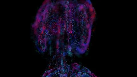 3D rendering of a multicolored, vibrant, abstract cloud of particles in space Illustrazione stock