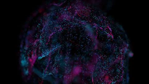 3D rendering of a multicolored, vibrant, abstract cloud of particles in space Illustrazione stock
