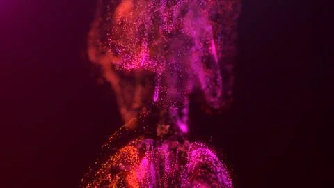 3D rendering of a multicolored, vibrant, abstract cloud of particles in space 스톡 일러스트