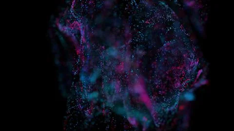 3D rendering of a multicolored, vibrant, abstract cloud of particles in space イラスト素材