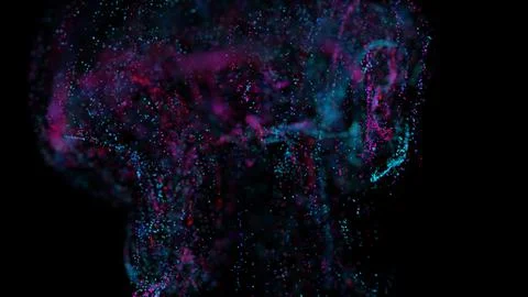 3D rendering of a multicolored, vibrant, abstract cloud of particles in space 스톡 일러스트