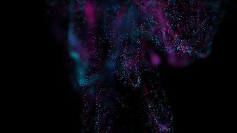 3D rendering of a multicolored, vibrant, abstract cloud of particles in space Stock Illustration