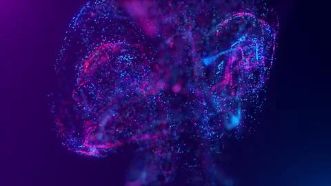 3D rendering of a multicolored, vibrant, abstract cloud of particles in space Stock Illustration