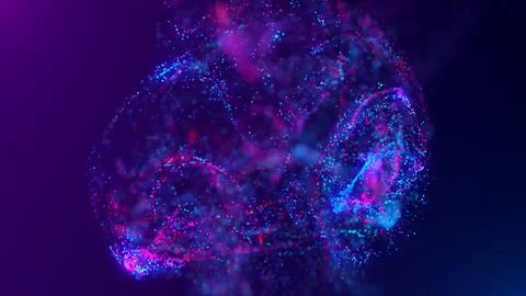 3D rendering of a multicolored, vibrant, abstract cloud of particles in space Illustrazione stock