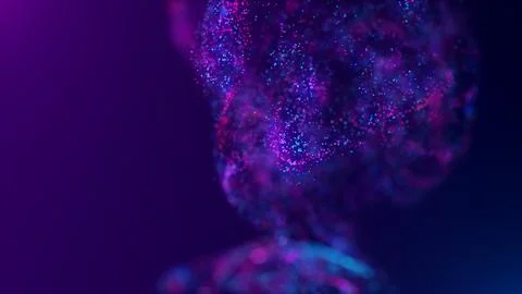 3D rendering of a multicolored, vibrant, abstract cloud of particles in space Illustrazione stock