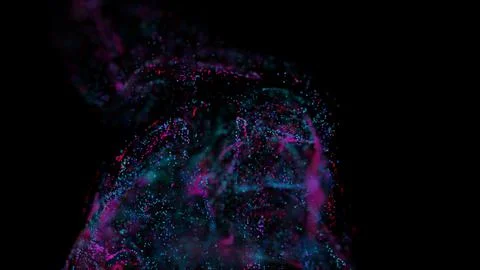 3D rendering of a multicolored, vibrant, abstract cloud of particles in space Illustrazione stock