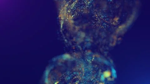 3D rendering of a multicolored, vibrant, abstract cloud of particles in space Illustrazione stock