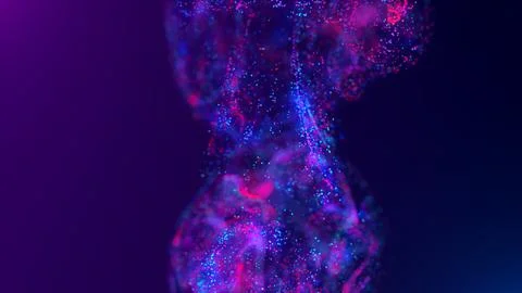 3D rendering of a multicolored, vibrant, abstract cloud of particles in space 스톡 일러스트