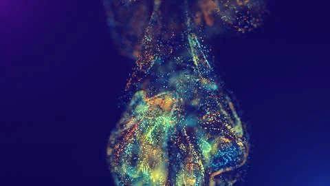 3D rendering of a multicolored, vibrant, abstract cloud of particles in space 스톡 일러스트