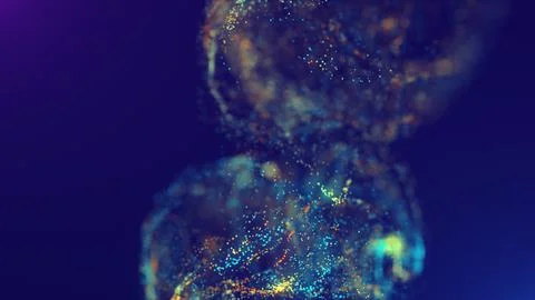 3D rendering of a multicolored, vibrant, abstract cloud of particles in space Illustrazione stock