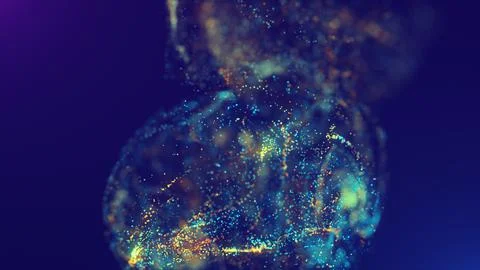 3D rendering of a multicolored, vibrant, abstract cloud of particles in space Stock Illustration