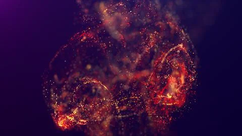 3D rendering of a multicolored, vibrant, abstract cloud of particles in space Illustrazione stock