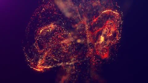 3D rendering of a multicolored, vibrant, abstract cloud of particles in space イラスト素材
