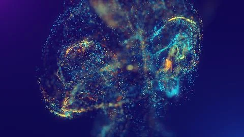 3D rendering of a multicolored, vibrant, abstract cloud of particles in space Stock Illustration