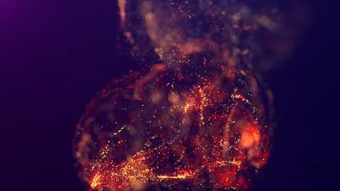 3D rendering of a multicolored, vibrant, abstract cloud of particles in space Stock Illustration