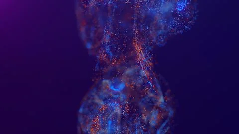 3D rendering of a multicolored, vibrant, abstract cloud of particles in space Stock Illustration