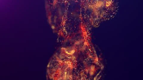 3D rendering of a multicolored, vibrant, abstract cloud of particles in space Illustrazione stock