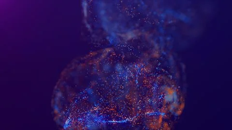 3D rendering of a multicolored, vibrant, abstract cloud of particles in space 스톡 일러스트