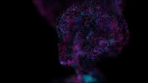 3D rendering of a multicolored, vibrant, abstract cloud of particles in space Stock Illustration